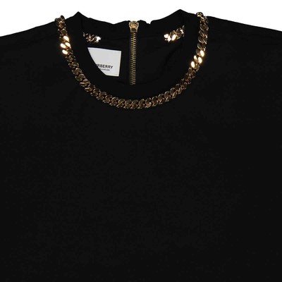 BURBERRY BURBERRY MEN'S BLACK CHAIN DETAIL T-SHIRT