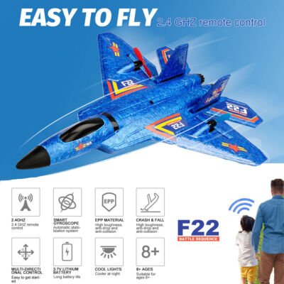 F22 2.4G Fighter Toy Remote Control RC Plane 2CH 3-Axis Gyro Airplane Glider