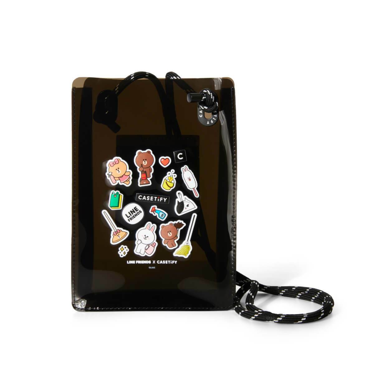 LINE FRIENDS X CASETiFY PVC Sling Bag BLACK Official Goods