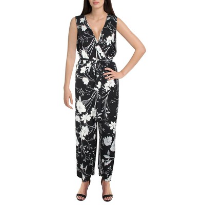 

Calvin Klein Женский укороченный комбинезон черного цвета слоновой кости с широкими штанинами и цветочным принтом  BHFO 5137, Black/cream