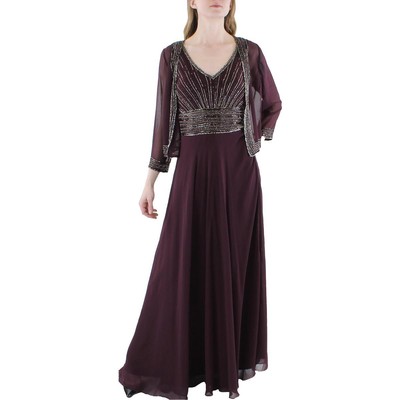 JKara Женское фиолетовое длинное свадебное вечернее платье из 2 предметов, 4 BHFO 0971