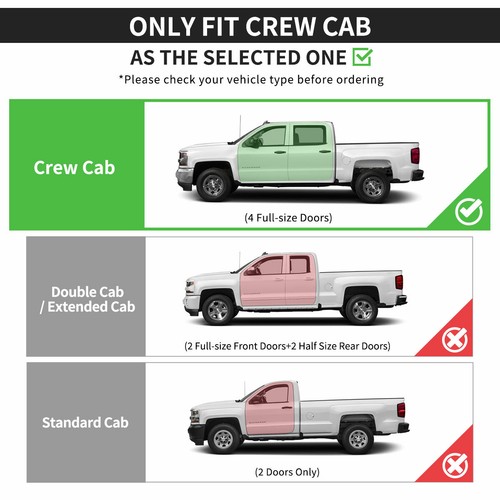 6" Running Board for 07-18 Chevy Silverado Sierra Crew Cab Side Steps Nerf Bars