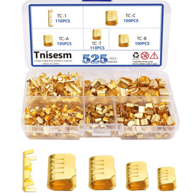 Tnisesm 525 Pcs Open Barrel Crimp Terminals, U Shape Copper Ring Terminals Crimp