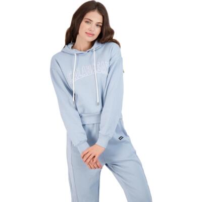 

Kendall + Kylie Женская укороченная худи с капюшоном из хлопковой смеси для дома, Blue cloud