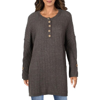 

Женский серый вязаный свитер с круглым вырезом в рубчик Intimately Free People  BHFO 0829, Charcoal