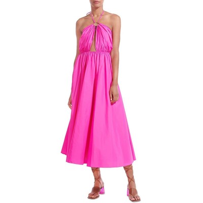 

Женское платье миди Danielle с лямкой на шее из телячьей кожи STAUD BHFO 7531, Bougainvillea