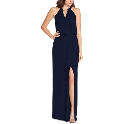 Xscape Женское темно-синее макси-вечернее платье на бретелях 6 BHFO 5999