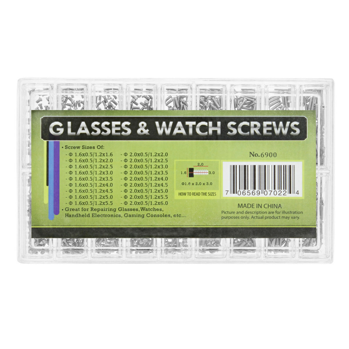 900 ASSORTMENT MICRO WATCH SCREW FOR WATCH JEWELRY REPAIR AND EYEGLASS S/STEEL