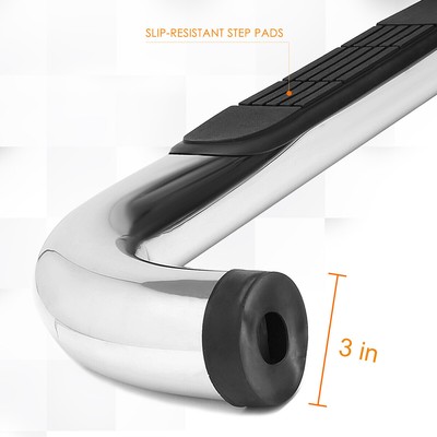 For 07-19 Silverado/Sierra Crew Cab 3" Side Step Nerf Bar Running Board Chrome