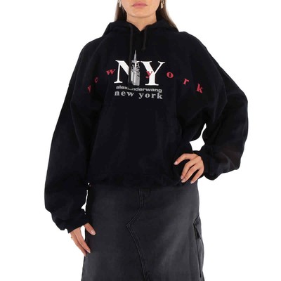 Pre-owned Alexander Wang York Logo Embroidered Hoodie In Black
