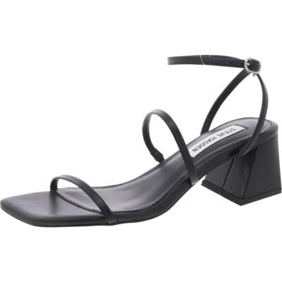Steve Madden Womens Ashlynn Leather Block Heel Ankle Strap Shoes BHFO 4040