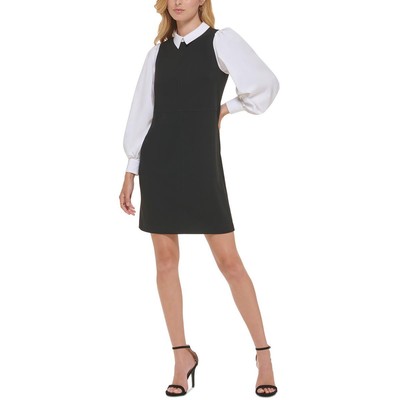 Женское многослойное офисное мини-платье из черного крепа Tommy Hilfiger 2 BHFO 5288