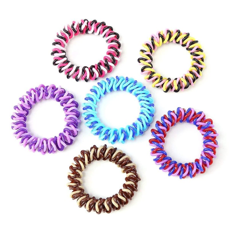 12pcs Spiral Hair Ties No Crease Elastic Ponytail Holders Ring