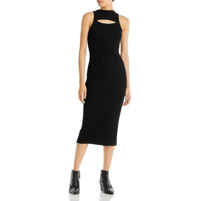 

LNA Clothing Женское платье-свитер в рубчик длиной до чай с вырезом BHFO 2131, Черный