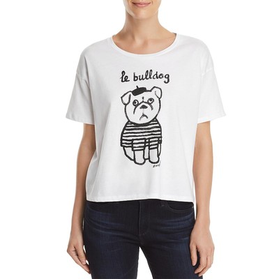 Женская футболка French Connection Le Bulldog из белого хлопка с графическим принтом L BHFO 1042