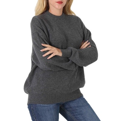 Pre-owned Balenciaga Ladies Anthracite Logo Embroidered Sweater In Gray