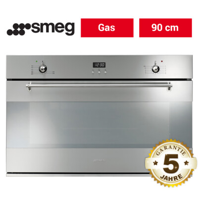 Smeg SE901GXD Einbau Gas-Backofen Edelstahl 90 cm Gas Einbauherd Ofen Backrohr