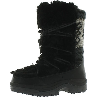 Muk Luks Womens Massak Black Snow Winter Boots Shoes 6 Medium (B,M) BHFO 4624