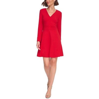 Женское красное приталенное платье-клеш Tommy Hilfiger Petites 12P BHFO 5109