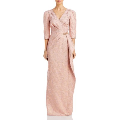 

Rickie Freeman Teri Jon Женское розовое металлическое вечернее платье с запахом  BHFO 9508, Blush