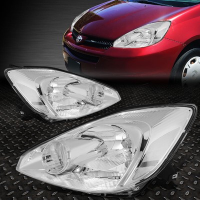 ДЛЯ 04-05 TOYOTA SIENNA ХРОМИРОВАННЫЙ КОРПУС С ПРОЗРАЧНЫМИ УГЛОВЫМИ ЛАМПАМИ ДЛЯ ЗАМЕНЫ ФАР