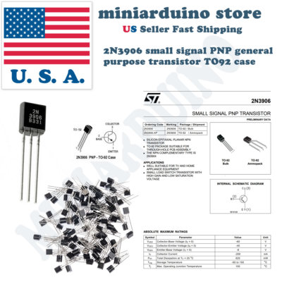 TO-92 2N3906 E-Projects General Purpose Transistor 50 Pieces PNP