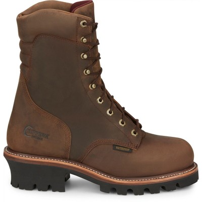 Pre-owned Chippewa 9" Steel Toe Waterproof Insulated Logger Boot Bay Apache 59405 Brown