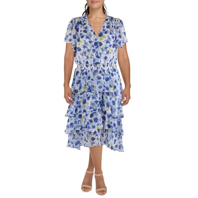 Женское белое многоярусное длинное платье макси с цветочным принтом Vince Camuto плюс 2X BHFO 1505