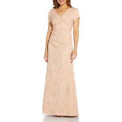 

Adrianna Papell Womens Metallic Maxi Wedding Evening Dress Gown BHFO 4623, Blush gold