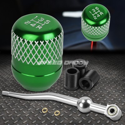 СЕРЕБРИСТЫЙ АЛЮМИНИЕВЫЙ КОРОТКИЙ РЫЧАГ ПЕРЕКЛЮЧЕНИЯ ПЕРЕДАЧ С ДВОЙНЫМ ИЗГИБОМ + ЗЕЛЕНАЯ 5-СТУПЕНЧАТАЯ РУЧКА С СЕТКОЙ ДЛЯ EK/ EJ / EG