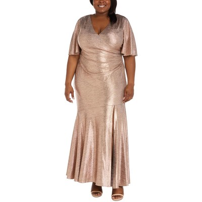 Женское вечернее платье с золотыми рюшами Nightway Womens Plus 18W BHFO 1291