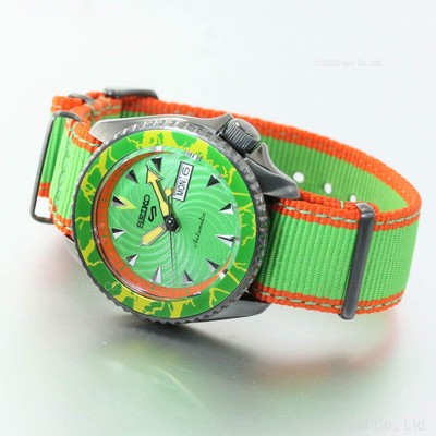 Pre-owned Seiko 5 Sports Sense Sbsa083 Green Dial Street Fighter V Blanka Mens Watch