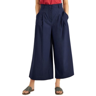 

Weekend MaxMara Womens Pausa Темно-синие хлопковые брюки со складками  BHFO 1626, Navy, Pausa
