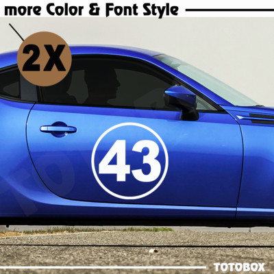2x Custom Number Rally Racing Circle Decal Auto Car Race Sport Sticker 