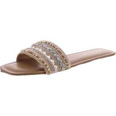 Madden Girl / женские босоножки-слайдеры Threadd Tan 8.5 среднего размера (B, M) BHFO 7790