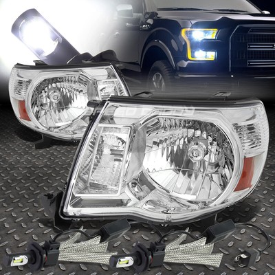 ХРОМИРОВАННЫЙ КОРПУС ФАРЫ С ЯНТАРНЫМ УГЛОМ НАКЛОНА + БЕЛАЯ СВЕТОДИОДНАЯ СИСТЕМА 6000K ДЛЯ 05-11 TACOMA