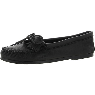 

Черные кожаные мокасины-парки Minnetonka женские 8 узкие (AA,N) BHFO 5140, Черный, Parkay