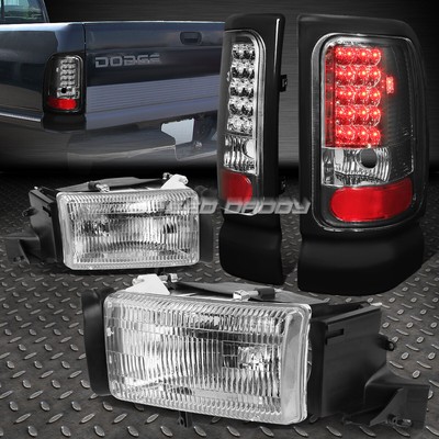 ХРОМИРОВАННЫЙ КОРПУС ФАРЫ OE + ХРОМИРОВАННЫЙ СВЕТОДИОДНЫЙ ЗАДНИЙ СТОП-СИГНАЛ ДЛЯ 94-02 DODGE RAM