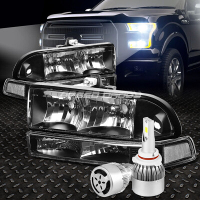 ЧЕРНАЯ ФАРА В КОРПУСЕ + ЧЕТКИЙ СИГНАЛ + БЕЛЫЙ СВЕТОДИОД 9006 HID с ВЕНТИЛЯТОРОМ ДЛЯ 98-04 BLAZER