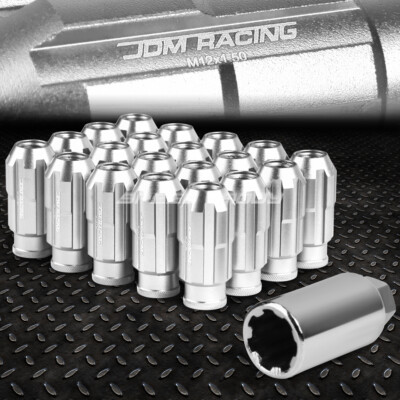 НАБОР ГАЕК JDM С ОТКРЫТЫМ КОНЦОМ ИЗ АЛЮМИНИЯ СЕРЕБРИСТОГО ЦВЕТА С 20 НАКОНЕЧНИКАМИ + АДАПТЕР M12X1,5 ДИАМЕТРОМ 24 ММ / ВЫСОТОЙ 50 ММ