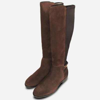 TOMMY HILFIGER TOMMY HILFIGER SCHNALLE STRETCH STIEFEL IN BRAUNES WILDLEDER