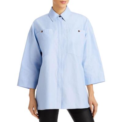 

Lafayette 148 New York Женская рубашка с карманами на пуговицах BHFO 4888, Hydrangea