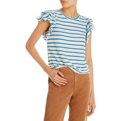 

Женская белая льняная вязаная футболка Veronica Beard Akeela, пуловер, рубашка  BHFO 9395, Off white multi