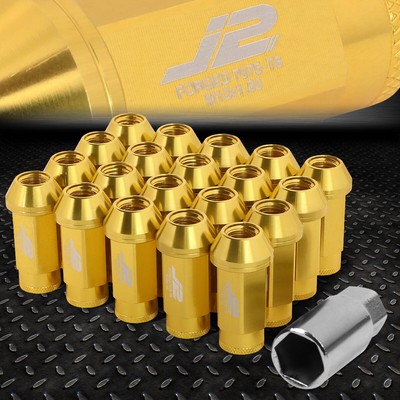 J2 ENGINEERING 7075 АЛЮМИНИЙ M12X1.5 20ШТ 50 ММ ГАЙКИ С ОТКРЫТЫМИ НАКОНЕЧНИКАМИ + ПЕРЕХОДНИК ЗОЛОТОЙ
