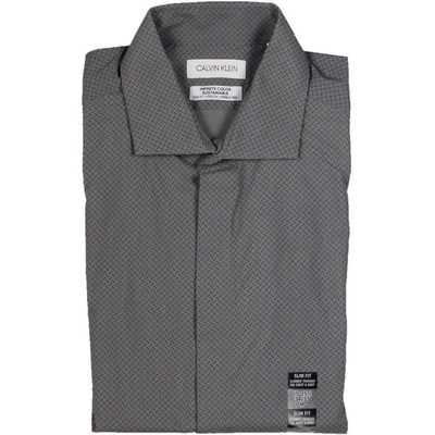 

Мужская серая классическая рубашка с принтом Calvin Klein 15–15,5 34/35  BHFO 4430, Grey