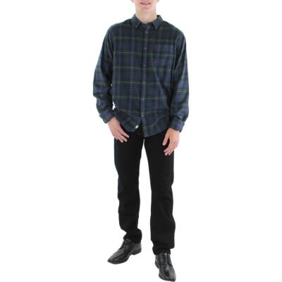 

Мужская фланелевая рубашка в клетку Marine Layer на пуговицах BHFO 3536, Navy/green multi plaid, 4210104142005