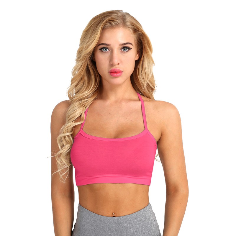 UK Womens Gym Fitness Sports Bra Yoga Vest Summer Casual Crop Top T-Shirt Cami