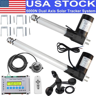 Auto Tracking LCD Dual Axis Solar Tracker W/ 12V DC 6000N 2PCS Linear Actuators