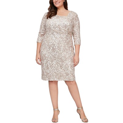 

Женское коктейльное и праздничное платье с вышивкой Alex Evenings Evening Plus BHFO 7100, Ivory taupe