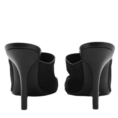 Pre-owned Burberry Tallia Ladies Stretch Toe-ring Mule Sandals In Black